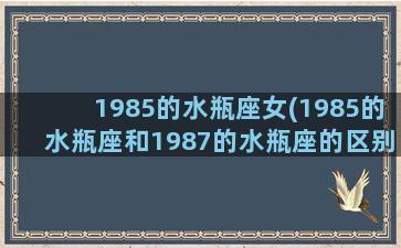 1985的水瓶座女(1985的水瓶座和1987的水瓶座的区别在哪)