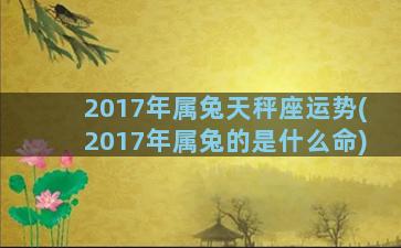 2017年属兔天秤座运势(2017年属兔的是什么命)