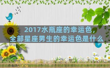 2017水瓶座的幸运色，全部星座男生的幸运色是什么