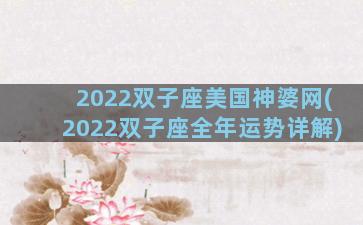 2022双子座美国神婆网(2022双子座全年运势详解)