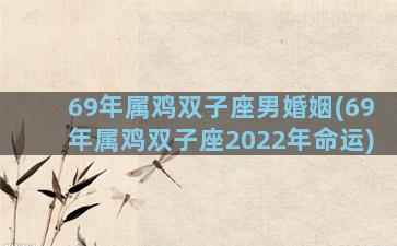 69年属鸡双子座男婚姻(69年属鸡双子座2022年命运)