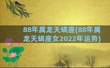 88年属龙天蝎座(88年属龙天蝎座女2022年运势)