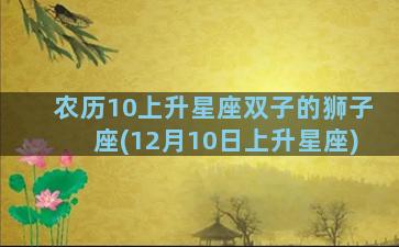 农历10上升星座双子的狮子座(12月10日上升星座)