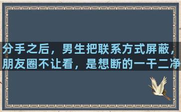 分手之后，男生把联系方式屏蔽，朋友圈不让看，是想断的一干二净吗