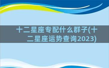 十二星座专配什么群子(十二星座运势查询2023)