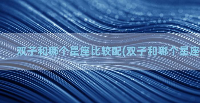 双子和哪个星座比较配(双子和哪个星座比较合适)