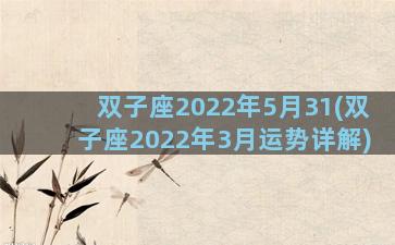 双子座2022年5月31(双子座2022年3月运势详解)