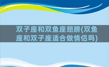 双子座和双鱼座翅膀(双鱼座和双子座适合做情侣吗)