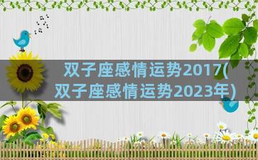 双子座感情运势2017(双子座感情运势2023年)