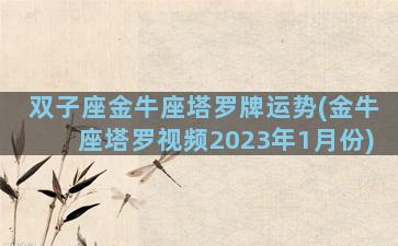 双子座金牛座塔罗牌运势(金牛座塔罗视频2023年1月份)