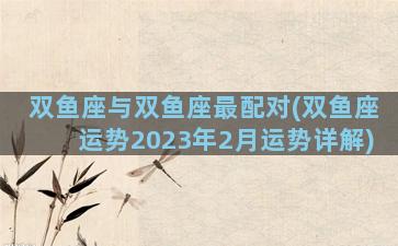 双鱼座与双鱼座最配对(双鱼座运势2023年2月运势详解)