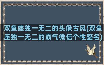 双鱼座独一无二的头像古风(双鱼座独一无二的霸气微信个性签名)