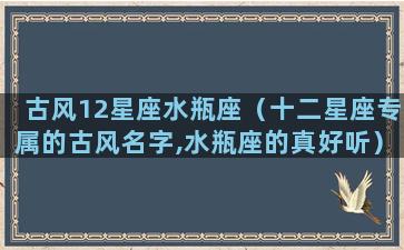 古风12星座水瓶座（十二星座专属的古风名字,水瓶座的真好听）