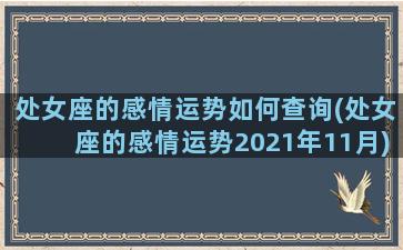 处女座的感情运势如何查询(处女座的感情运势2021年11月)