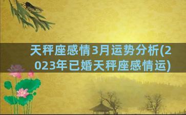 天秤座感情3月运势分析(2023年已婚天秤座感情运)