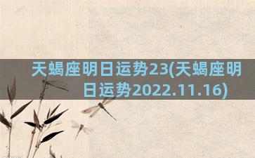 天蝎座明日运势23(天蝎座明日运势2022.11.16)