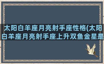 太阳白羊座月亮射手座性格(太阳白羊座月亮射手座上升双鱼金星是巨蟹)