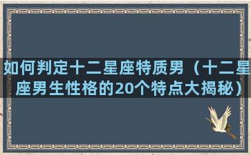 如何判定十二星座特质男（十二星座男生性格的20个特点大揭秘）