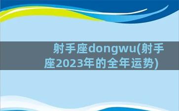 射手座dongwu(射手座2023年的全年运势)