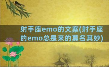 射手座emo的文案(射手座的emo总是来的莫名其妙)