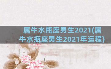 属牛水瓶座男生2021(属牛水瓶座男生2021年运程)