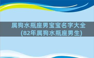 属狗水瓶座男宝宝名字大全(82年属狗水瓶座男生)