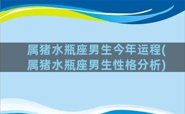 属猪水瓶座男生今年运程(属猪水瓶座男生性格分析)