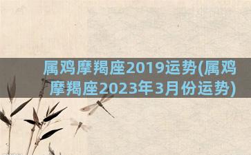 属鸡摩羯座2019运势(属鸡摩羯座2023年3月份运势)