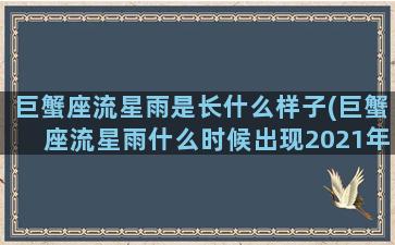 巨蟹座流星雨是长什么样子(巨蟹座流星雨什么时候出现2021年)