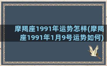 摩羯座1991年运势怎样(摩羯座1991年1月9号运势如何)