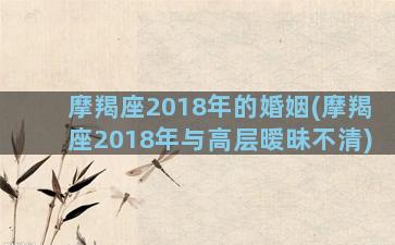 摩羯座2018年的婚姻(摩羯座2018年与高层暧昧不清)