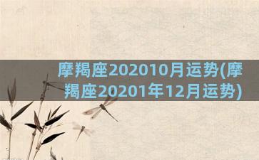 摩羯座202010月运势(摩羯座20201年12月运势)