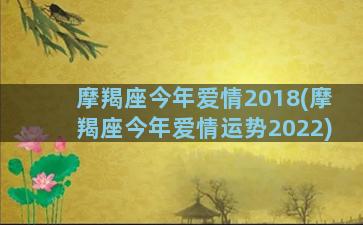 摩羯座今年爱情2018(摩羯座今年爱情运势2022)