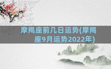 摩羯座前几日运势(摩羯座9月运势2022年)