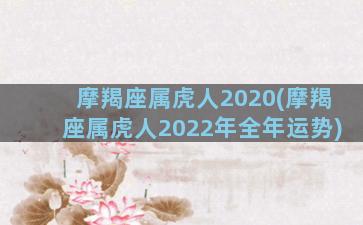 摩羯座属虎人2020(摩羯座属虎人2022年全年运势)