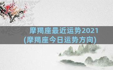 摩羯座最近运势2021(摩羯座今日运势方向)