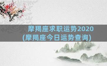 摩羯座求职运势2020(摩羯座今日运势查询)