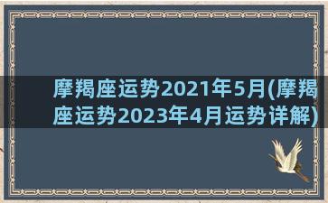 摩羯座运势2021年5月(摩羯座运势2023年4月运势详解)