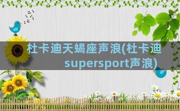 杜卡迪天蝎座声浪(杜卡迪supersport声浪)