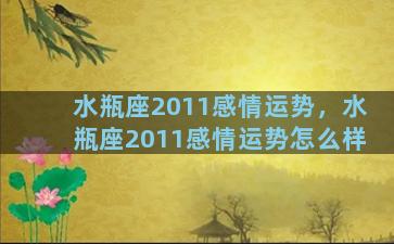 水瓶座2011感情运势，水瓶座2011感情运势怎么样