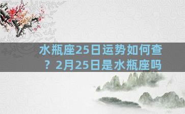 水瓶座25日运势如何查？2月25日是水瓶座吗