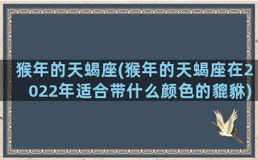 猴年的天蝎座(猴年的天蝎座在2022年适合带什么颜色的貔貅)