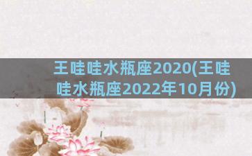 王哇哇水瓶座2020(王哇哇水瓶座2022年10月份)