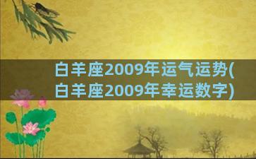 白羊座2009年运气运势(白羊座2009年幸运数字)