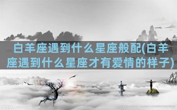 白羊座遇到什么星座般配(白羊座遇到什么星座才有爱情的样子)