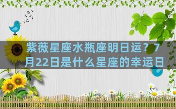 紫薇星座水瓶座明日运？7月22日是什么星座的幸运日