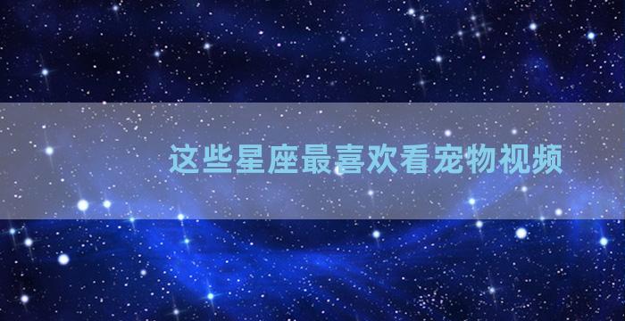 这些星座最喜欢看宠物视频