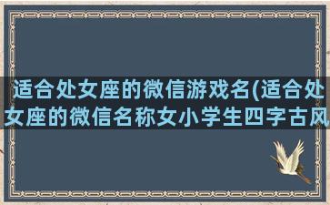 适合处女座的微信游戏名(适合处女座的微信名称女小学生四字古风古典派)