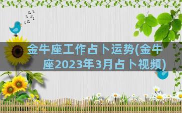 金牛座工作占卜运势(金牛座2023年3月占卜视频)