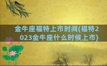 金牛座福特上市时间(福特2023金牛座什么时候上市)